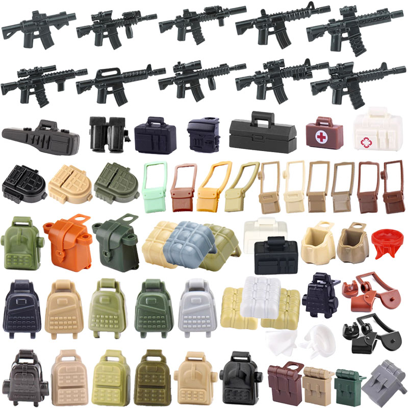 Lego Minifigure Holder - Military Figure Weapons Accessories Building Block