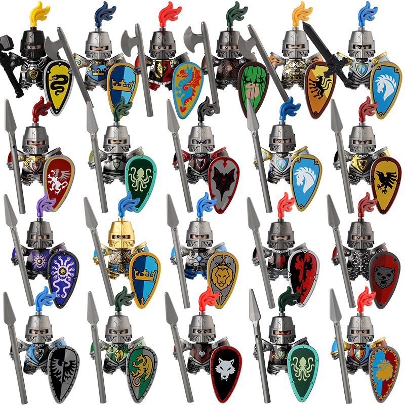 Lego Minifigure Holder - HOT White Horse Gold Crown Knights