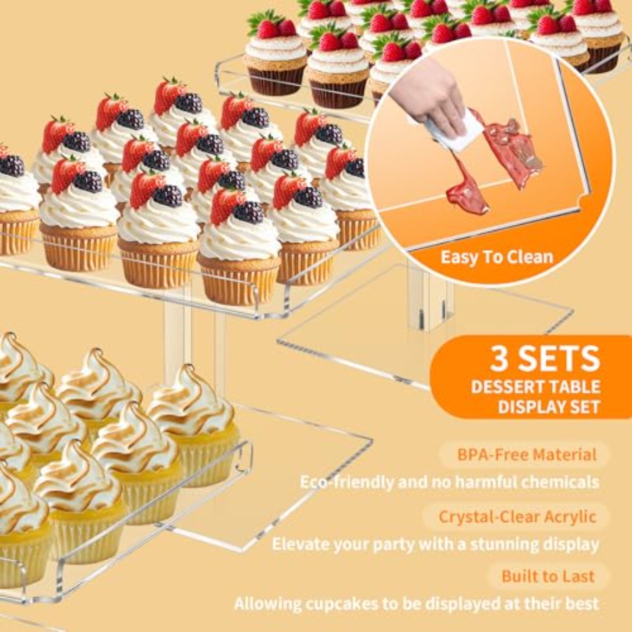 3 Tiered Serving Tray Set for  - مراجعة Display Risers Set وسعره