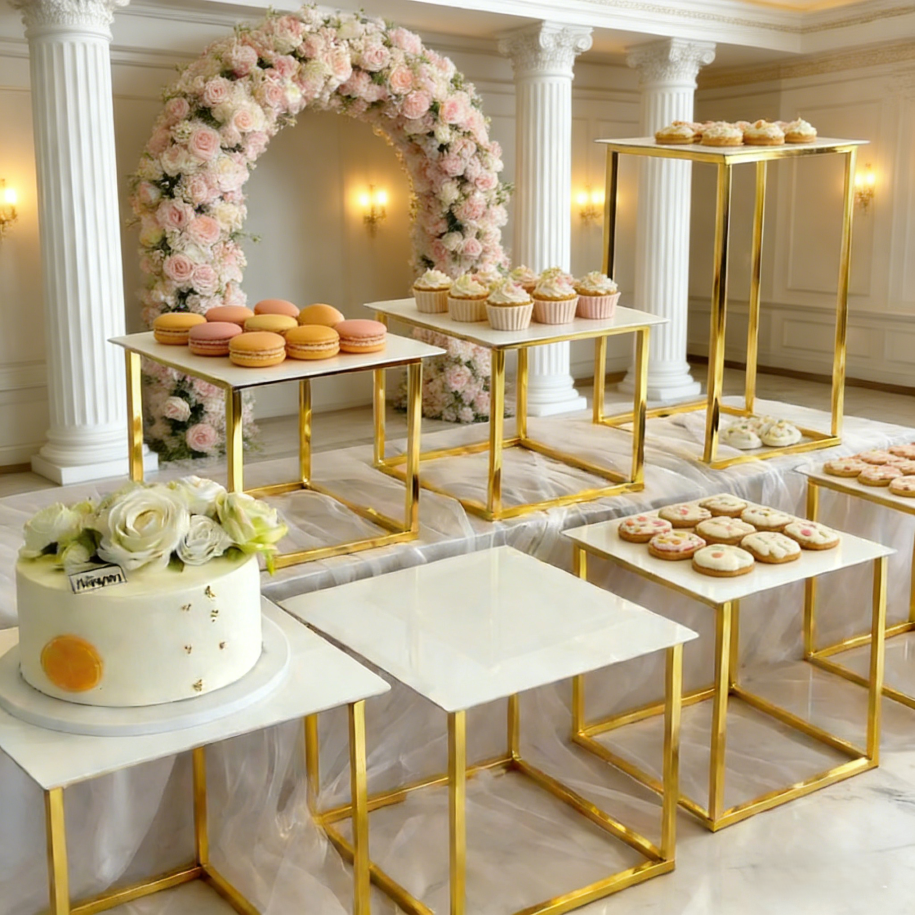 12-20 PCS Luxury Gold Frame Wh - مراجعة Display Risers Set وسعره