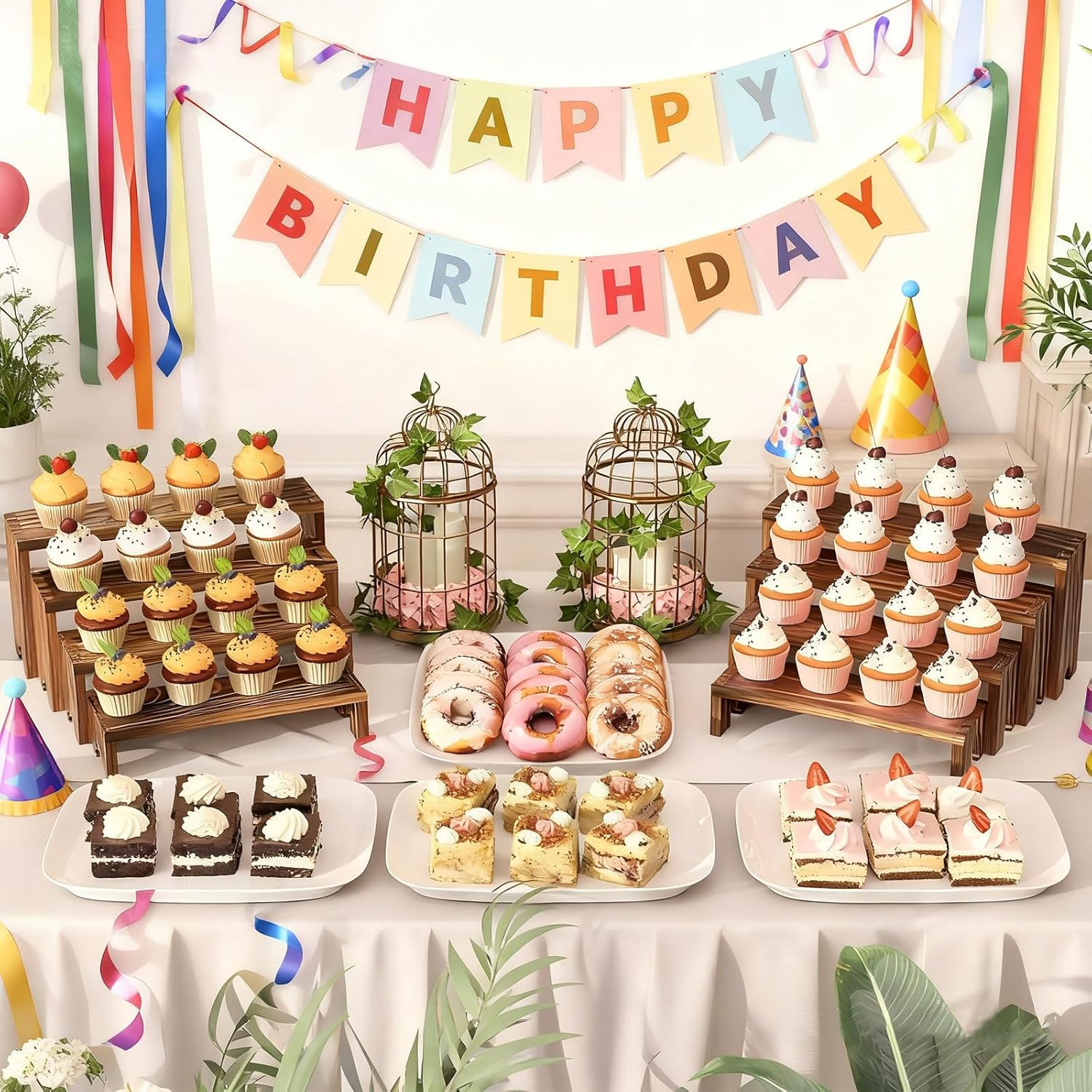 2 Tier Wooden Cupcake Stand Se - مراجعة Display Risers Set وسعره