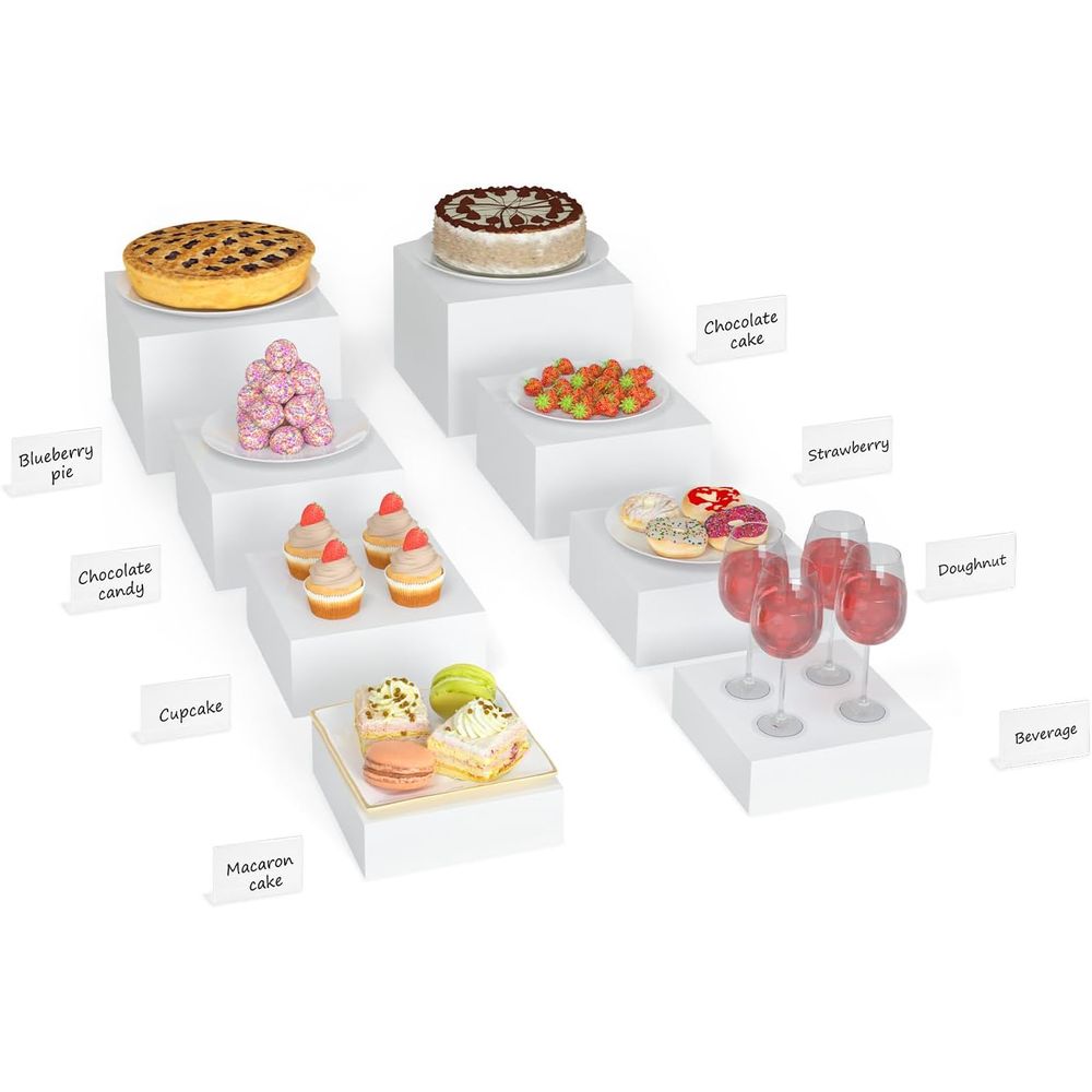 【8Pcs】 Buffet Risers,Dessert T - مراجعة Display Risers Set وسعره
