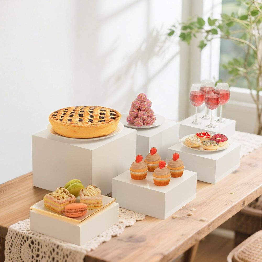 【8Pcs】 Buffet Risers,Dessert T - مراجعة Display Risers Set وسعره
